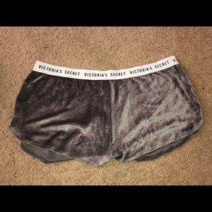velvet gray lounge shorts